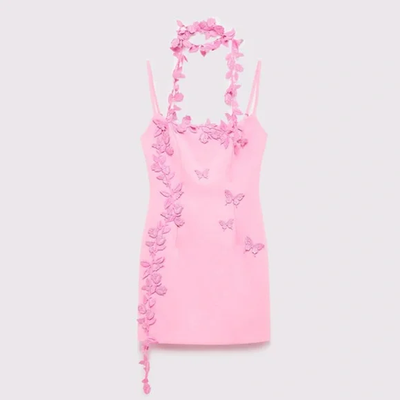 Blumarine | Dresses | Blumarine Pink Butterfly Appliqu Dress